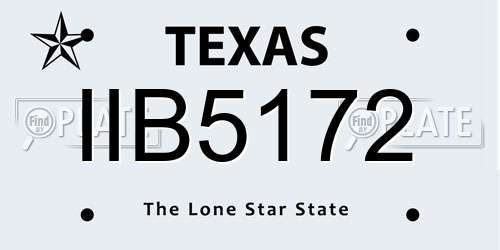 IIB5172 Texas License Plate