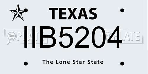 IIB5204 Texas License Plate