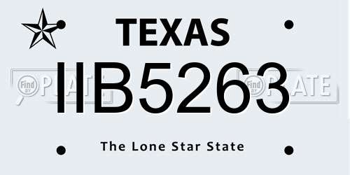 IIB5263 Texas License Plate