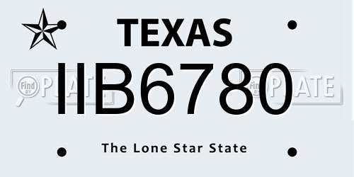IIB6780 Texas License Plate