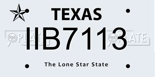 IIB7113 Texas License Plate