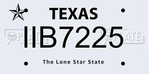 IIB7225 Texas License Plate