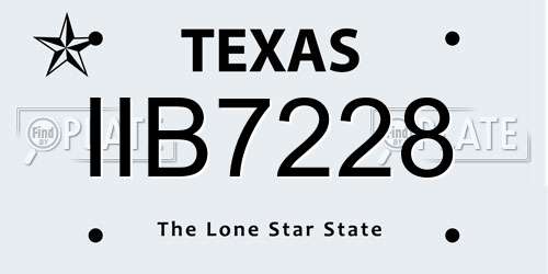 IIB7228 Texas License Plate