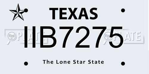 IIB7275 Texas License Plate