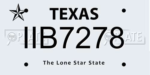 IIB7278 Texas License Plate