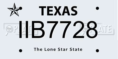 IIB7728 Texas License Plate