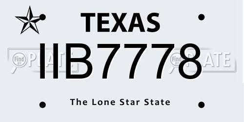 IIB7778 Texas License Plate