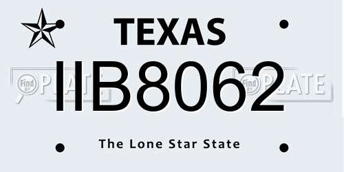 IIB8062 Texas License Plate