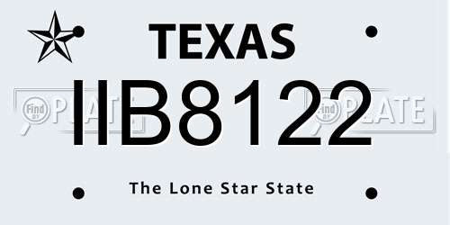 IIB8122 Texas License Plate