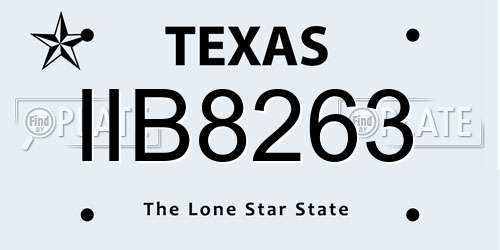 IIB8263 Texas License Plate