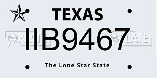 IIB9467 Texas License Plate