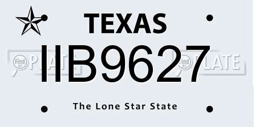 IIB9627 Texas License Plate