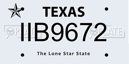 IIB9672 Texas License Plate