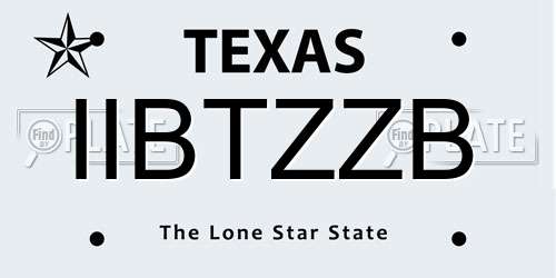 IIBTZZB Texas License Plate