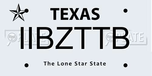 IIBZTTB Texas License Plate