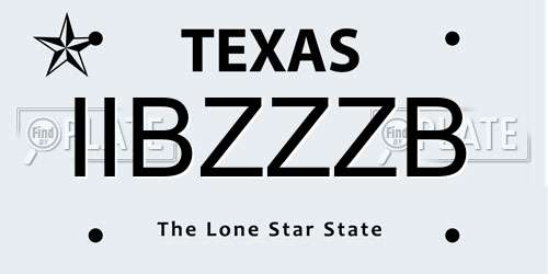 IIBZZZB Texas License Plate