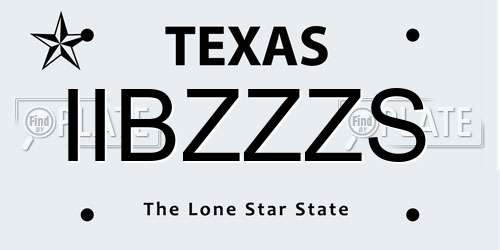 IIBZZZS Texas License Plate