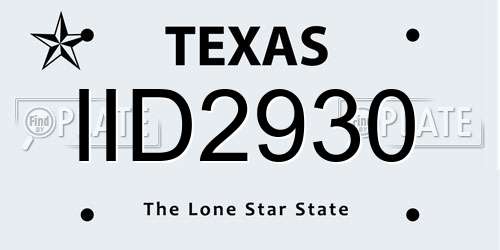 IID2930 Texas License Plate