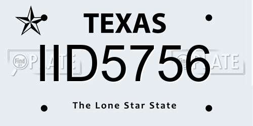 IID5756 Texas License Plate
