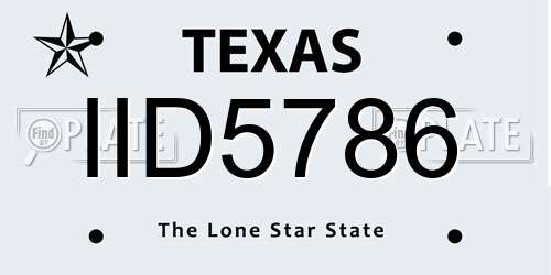 IID5786 Texas License Plate