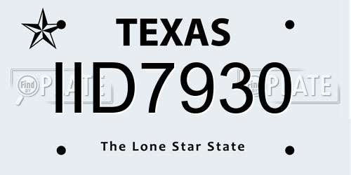 IID7930 Texas License Plate