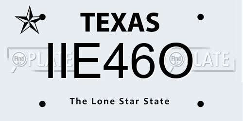 IIE46O Texas License Plate