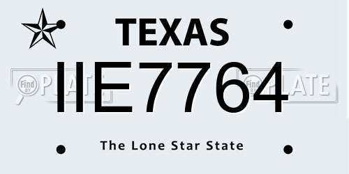 IIE7764 Texas License Plate