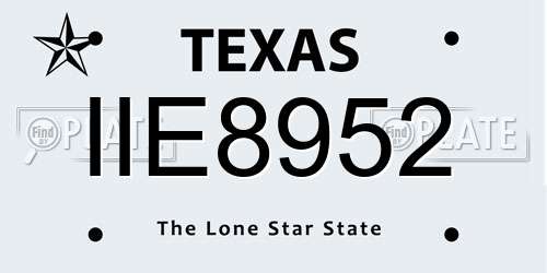 IIE8952 Texas License Plate