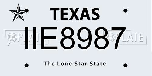 IIE8987 Texas License Plate