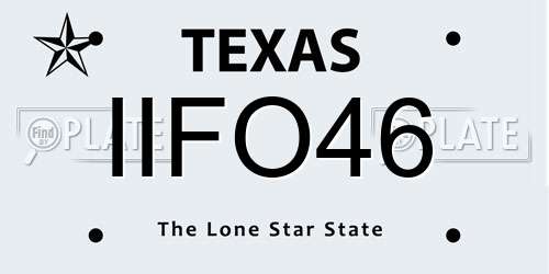 IIFO46 Texas License Plate