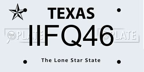 IIFQ46 Texas License Plate
