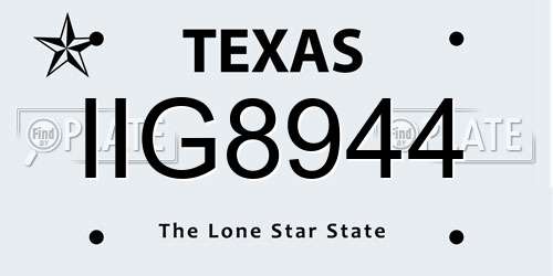 IIG8944 Texas License Plate