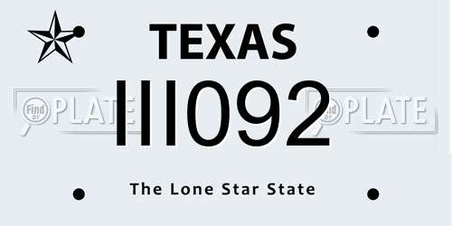 III092 Texas License Plate