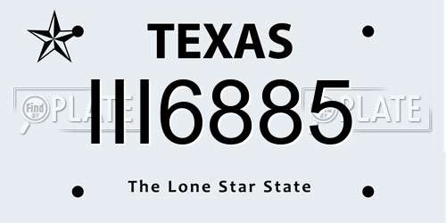 III6885 Texas License Plate