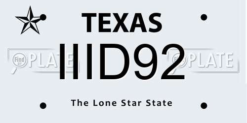 IIID92 Texas License Plate