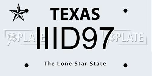 IIID97 Texas License Plate