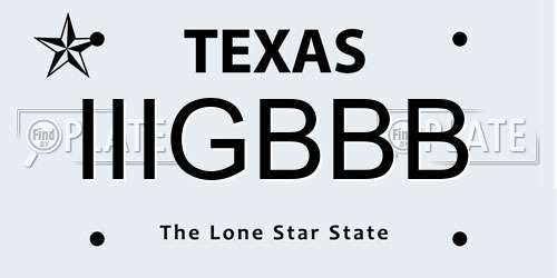 IIIGBBB Texas License Plate