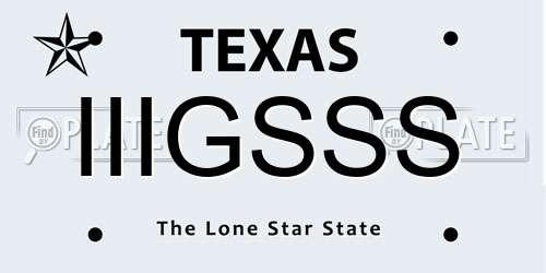 IIIGSSS Texas License Plate