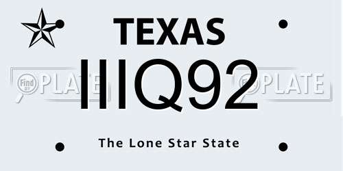 IIIQ92 Texas License Plate
