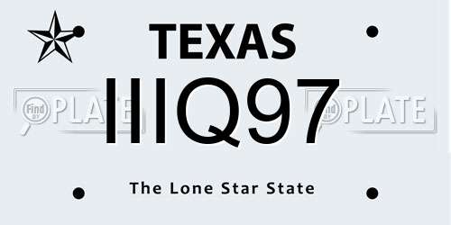 IIIQ97 Texas License Plate