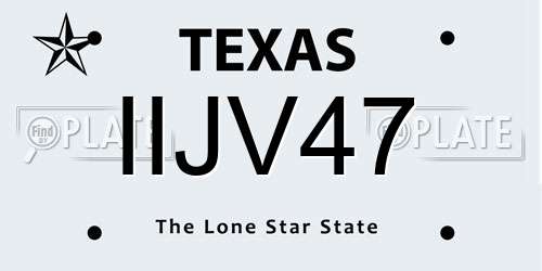 IIJV47 Texas License Plate