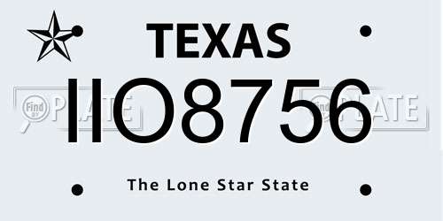 IIO8756 Texas License Plate