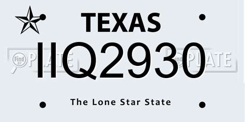 IIQ2930 Texas License Plate