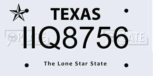IIQ8756 Texas License Plate