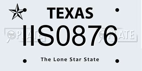 IIS0876 Texas License Plate