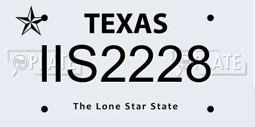 IIS2228 Texas License Plate
