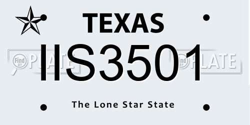 IIS3501 Texas License Plate