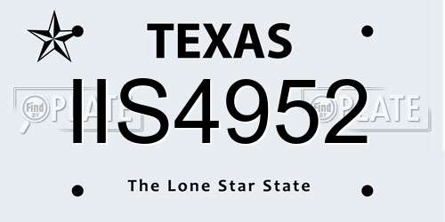 IIS4952 Texas License Plate