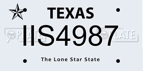 IIS4987 Texas License Plate