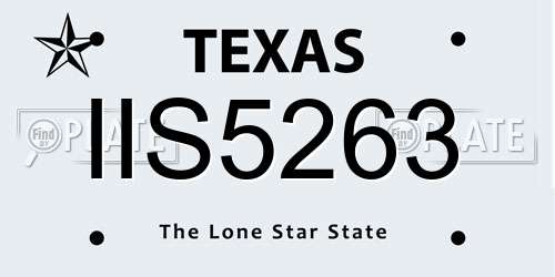 IIS5263 Texas License Plate